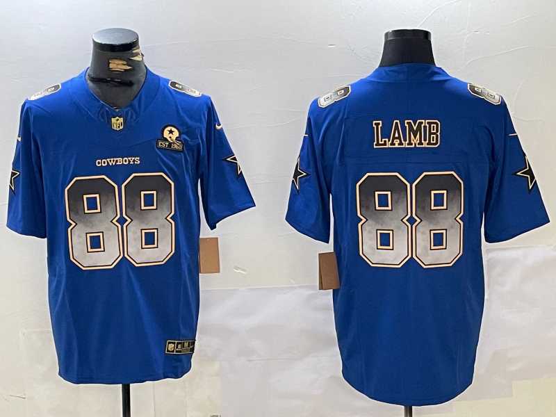 Mens Dallas Cowboys #88 CeeDee Lamb Blue Smoke Fashion FUSE Jersey Dzhi